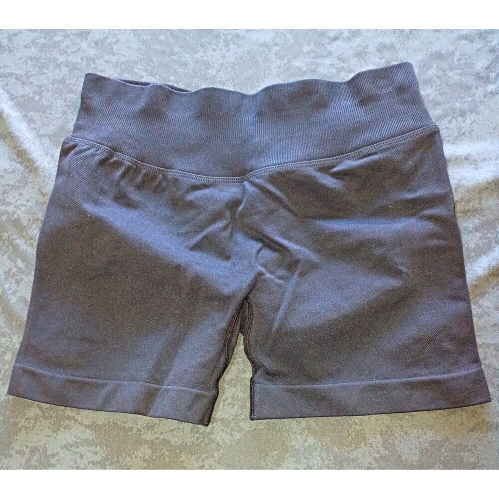 Women’s Black Solid Activewear Biker Shorts Knit Nylon/Elastane Regular M